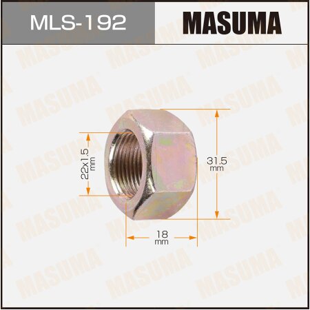 Wheel nut Masuma M 22x1.5(R) size 32 open-end, MLS-192