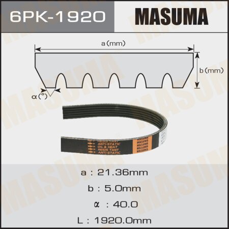 Drive V-Ribbed belt Masuma, 6PK-1920