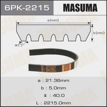 Drive V-Ribbed belt Masuma, 6PK-2215