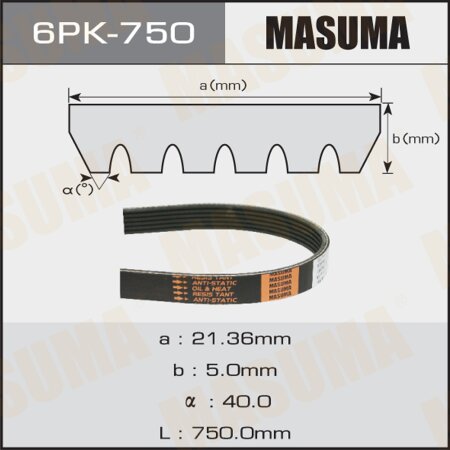 Drive V-Ribbed belt Masuma, 6PK-750