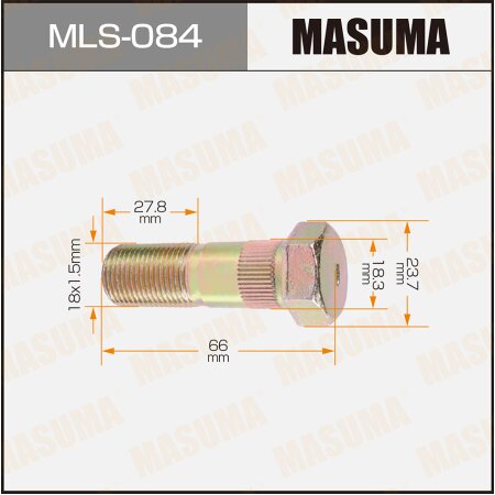 Wheel stud Masuma M18x1.5(R), MLS-084