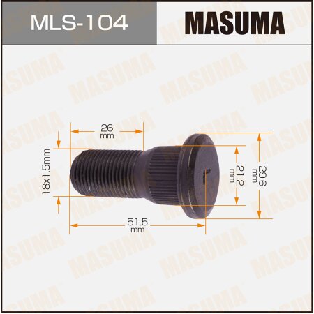 Wheel stud Masuma M18x1.5(L) , MLS-104
