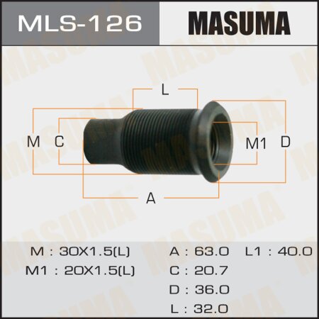 Double wheel stop bolt Masuma M30x1.5(L), M20x1.5(L), MLS-126