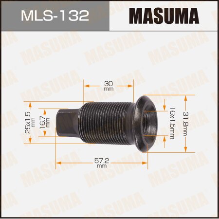 Double wheel stop bolt Masuma M25x1.5(R), M16x1.5(R), MLS-132