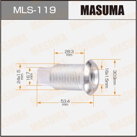 Double wheel stop bolt Masuma M24x1.5(L), M16x1.5(L), MLS-119
