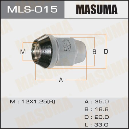 Wheel nut Masuma M12x1.25(R) size 19, MLS-015