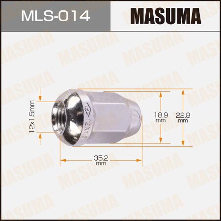 Wheel nut Masuma M12x1.5(R) size 19, MLS-014