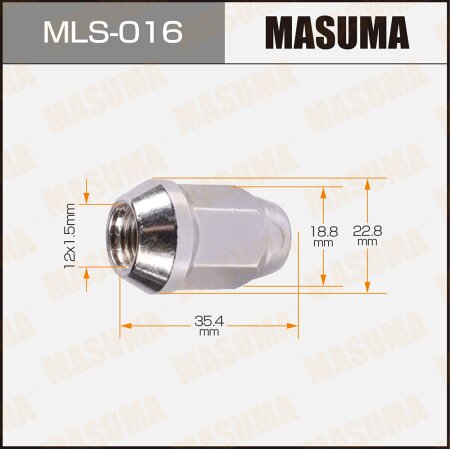 Wheel nut Masuma M12x1.5(R) size 19, MLS-016