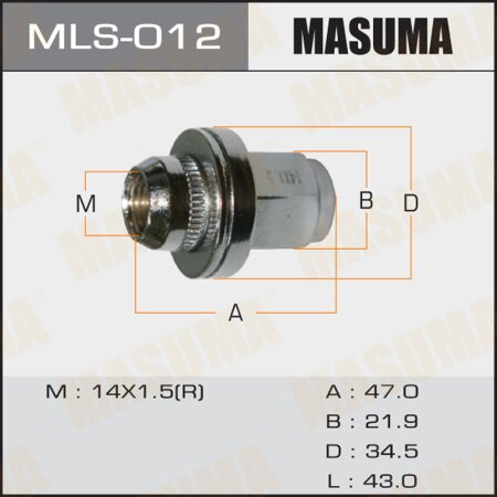 Wheel nut Masuma M14x1.5(R) size 22, (35mMwasher included), MLS-012
