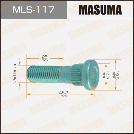 Wheel stud Masuma M12x1.5(R), MLS-117