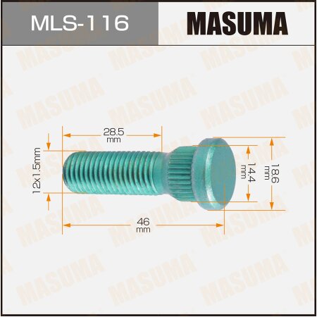 Wheel stud Masuma M12x1.5(R), MLS-116