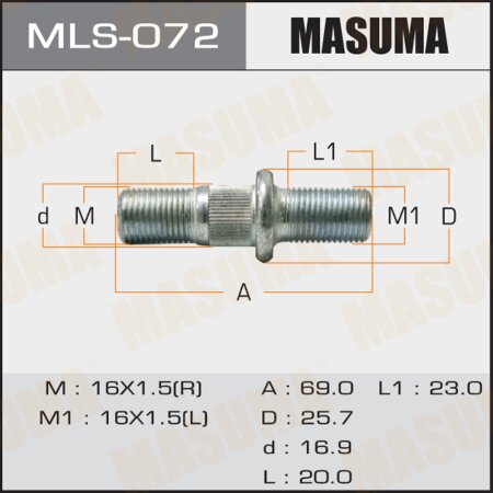 Wheel stud Masuma M16x1.5(R), M16x1.5(L) , MLS-072