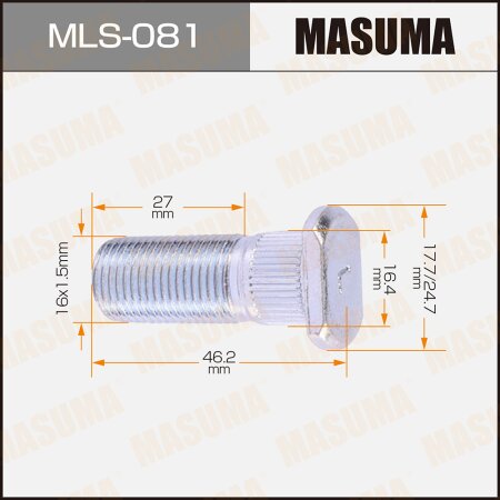 Wheel stud Masuma M16x1.5(L), MLS-081