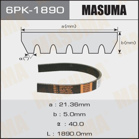 Drive V-Ribbed belt Masuma, 6PK-1890