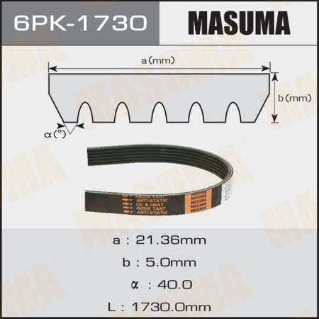 Drive V-Ribbed belt Masuma, 6PK-1730