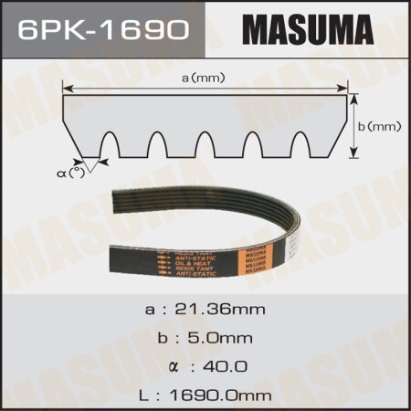 Drive V-Ribbed belt Masuma, 6PK-1690