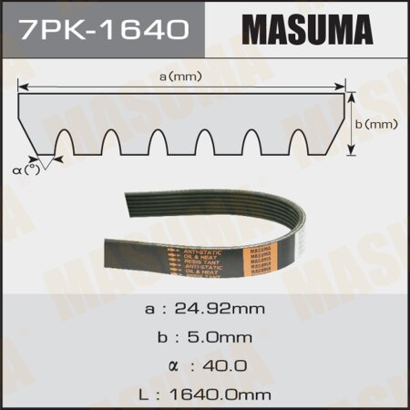 Drive V-Ribbed belt Masuma, 7PK-1640