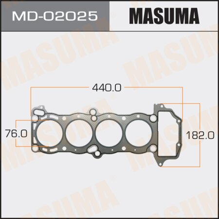 Head gasket (graphene-elastomer) Masuma, thickness 1,60mm, MD-02025