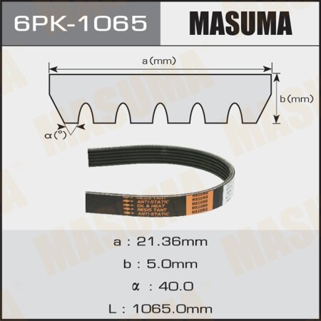 Drive V-Ribbed belt Masuma, 6PK-1065