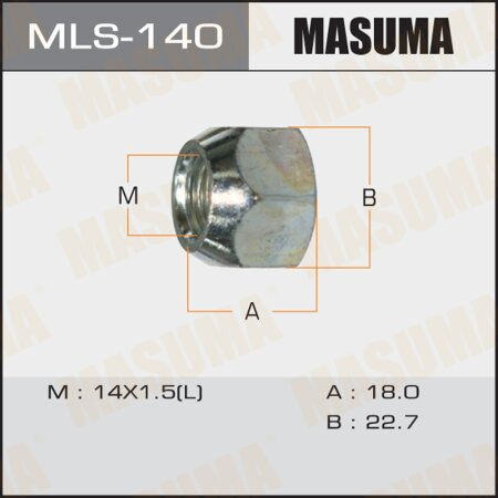 Wheel nut Masuma M14x1.5(L) size 23, open-end, MLS-140