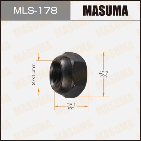 Wheel nut Masuma M 27x1.5(L) size 41 open-end, MLS-178