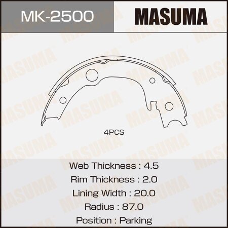 Brake shoes Masuma, MK-2500
