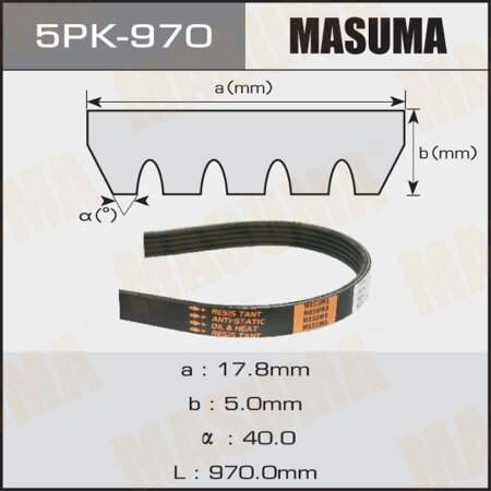 Drive V-Ribbed belt Masuma, 5PK-970