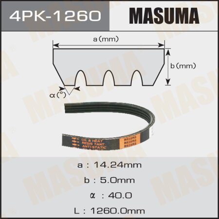Drive V-Ribbed belt Masuma, 4PK-1260