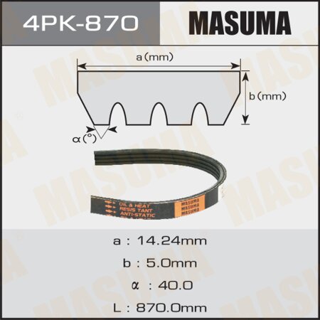 Drive V-Ribbed belt Masuma, 4PK-870