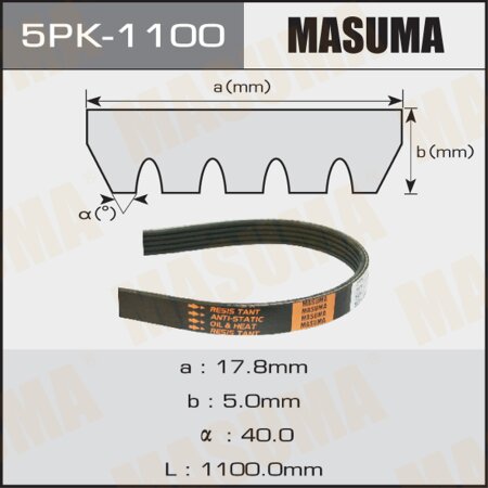 Drive V-Ribbed belt Masuma, 5PK-1100