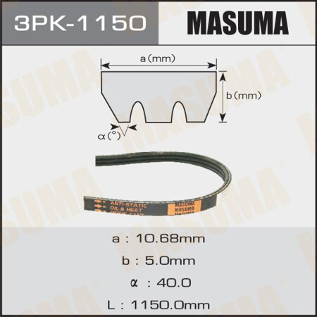 Drive V-Ribbed belt Masuma, 3PK-1150
