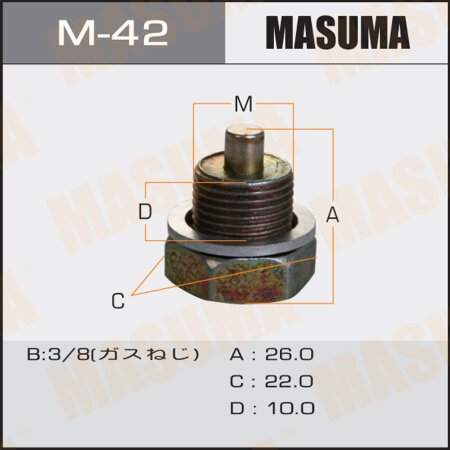 Oil drain plug Masuma (with magnet) 3/8, M-42