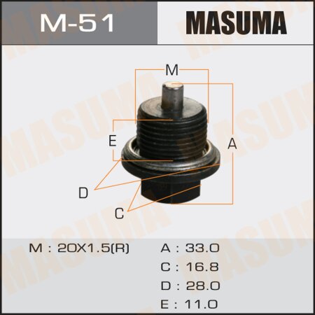 Oil drain plug Masuma (with magnet) M20x1.5, M-51