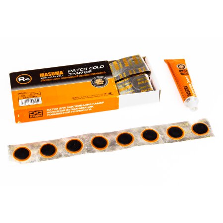 Inner tube cold & hot repair patch Masuma, d=24mm, set of 64pcs + glue 22ml, R-6
