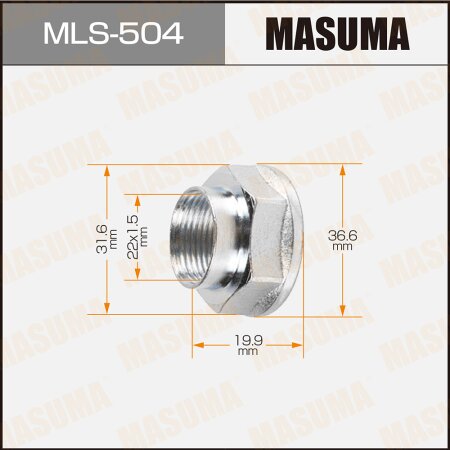 CV Joint nut Masuma M22x1.5(R), 32mm, MLS-504