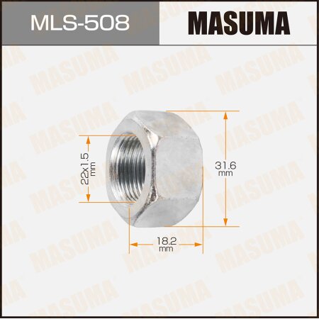 CV Joint nut Masuma M22x1.5(R), 32mm, MLS-508