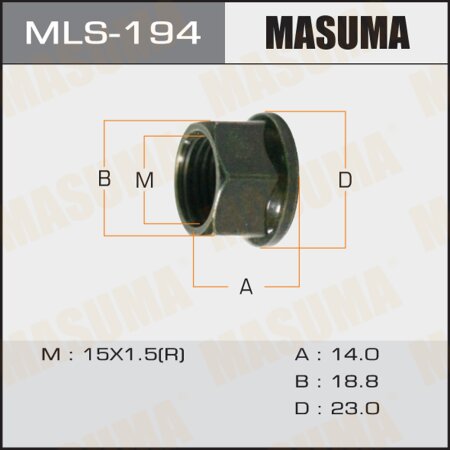 Shock absorber nut Masuma 15x1.5(R), 19mm, open-end, MLS-194