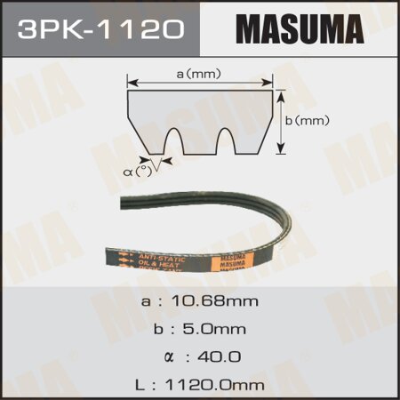 Drive V-Ribbed belt Masuma, 3PK-1120