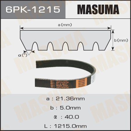 Drive V-Ribbed belt Masuma, 6PK-1215