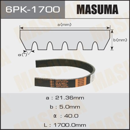 Drive V-Ribbed belt Masuma, 6PK-1700