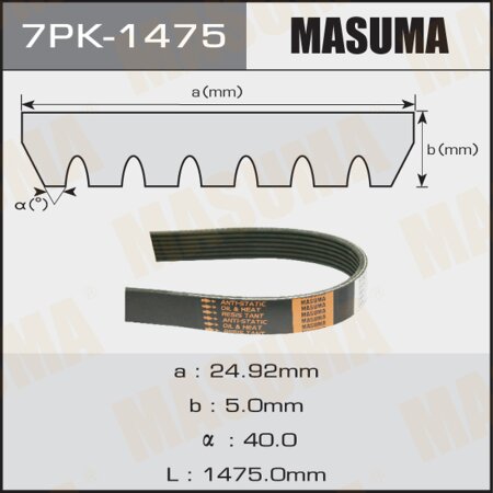 Drive V-Ribbed belt Masuma, 7PK-1475