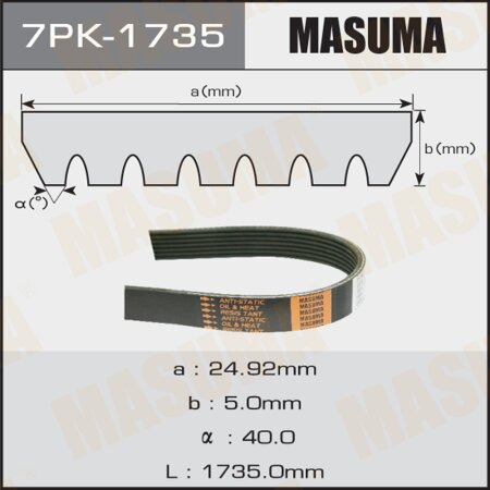 Drive V-Ribbed belt Masuma, 7PK-1735