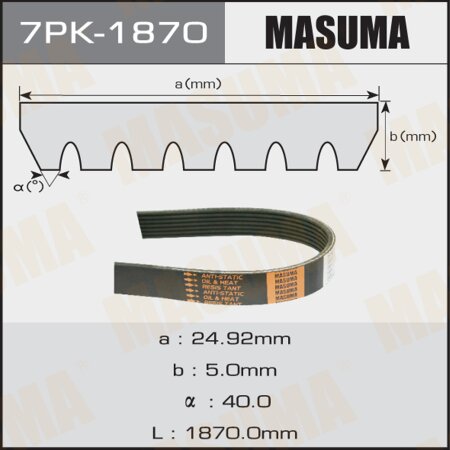 Drive V-Ribbed belt Masuma, 7PK-1870