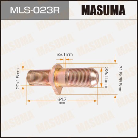 Wheel stud Masuma M22x1.5(R), M20x1.5(R) , MLS-023R