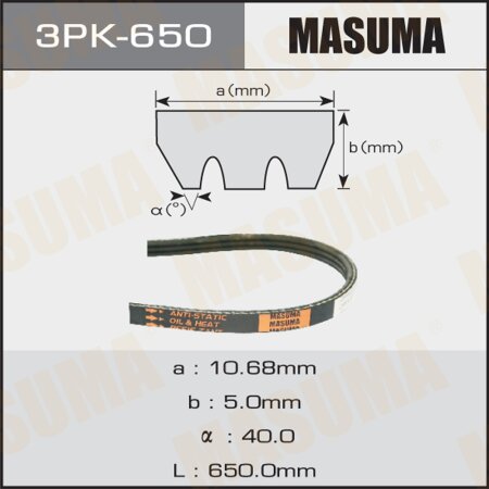 Drive V-Ribbed belt Masuma, 3PK-650