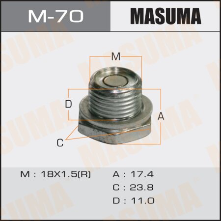 Oil drain plug Masuma (with magnet) M18x1.5, M-70