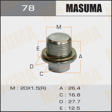 Oil drain plug Masuma (no magnet) M20x1.5, 78