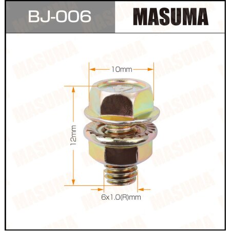 Bolt & nut set Masuma, М6x12x1.0 (pack of 6pcs), BJ-006