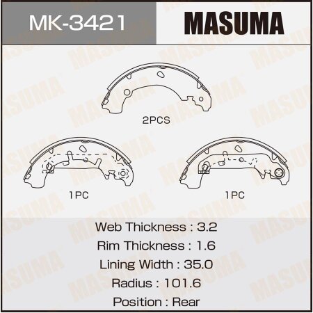 Brake shoes Masuma, MK-3421