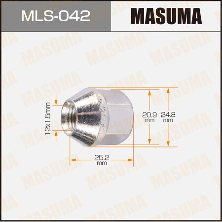 Wheel nut Masuma M12x1.5(R) size 21, open-end, MLS-042